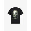 A Bathing Ape Mens Black Camo Graphic-print Cotton T-shirt Xl In Black