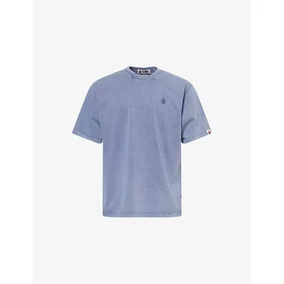 A Bathing Ape Mens Charcoal One Point Faded-wash Cotton-jersey T-shirt