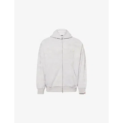 A Bathing Ape Mens Regular-fit Brand-plaque Woven Hoody Gray