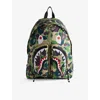 A Bathing Ape Mens Green Abc Camo Shark Woven Backpack