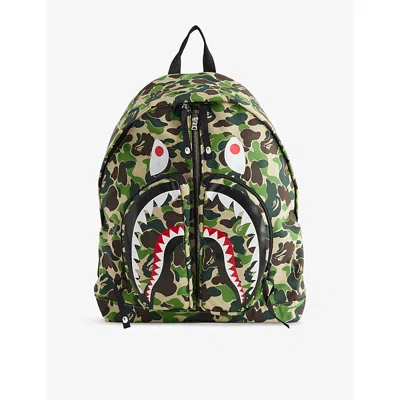 A Bathing Ape Mens Green Abc Camo Shark Woven Daypack