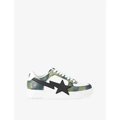 A Bathing Ape Mens Green Bape Sta Os #1 M1 Leather Trainers Eur 44 / 10 Uk