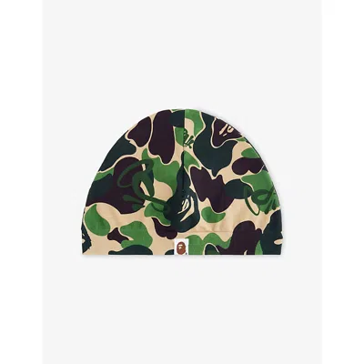 A Bathing Ape Mens Green Bape X Spotify X Syna Camo-print Knitted Cap
