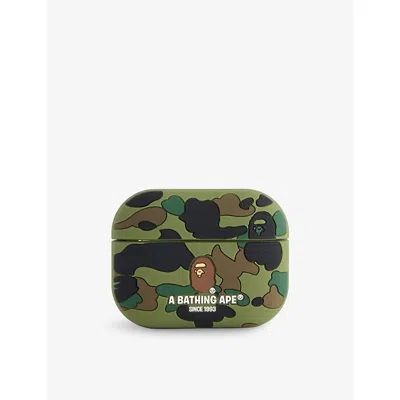 A Bathing Ape Mens Green Camo Airpods Rubber Pro Case