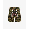 A Bathing Ape Mens Camo Shark Printed Cotton Sweat Shorts Green Camo In Green
