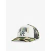 A Bathing Ape Mens Green Camo Nyc Woven Baseball Cap In Green