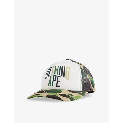 A Bathing Ape Mens Green Camo Nyc Woven Baseball Cap