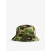 A Bathing Ape Mens Green Camo Terry Cotton-blend Bucket Hat In Multi