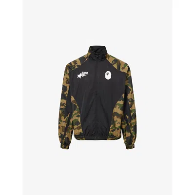 A Bathing Ape Mens Green Camo-print Funnel-neck Shell Jacket