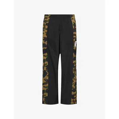 A Bathing Ape Mens Green Camo-print Woven-shell Track Pants Xl
