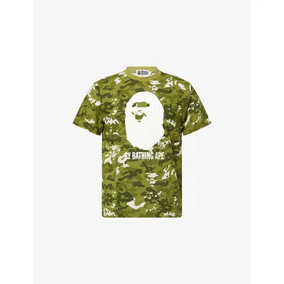 A Bathing Ape Mens Green Pixel Camo Graphic-print Cotton T-shirt Xl