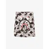 A Bathing Ape Mens Grey Camo Camo Shark Printed Cotton Sweat Shorts In Gray