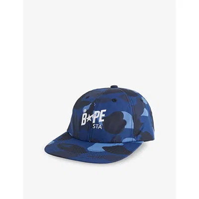 A Bathing Ape Mens Navy Color Camo Bape Sta Panel Woven Cap In Blue