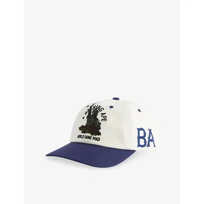 A Bathing Ape Mens Navy Embroidered Cotton Baseball Cap In Blue