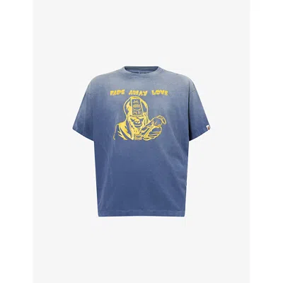 A Bathing Ape Mens Navy General Graphic-print Cotton T-shirt In Blue