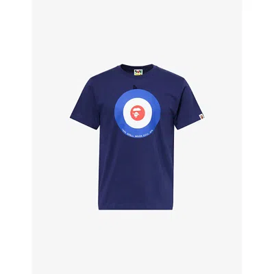 A Bathing Ape Mens Navy Target Printed Cotton T-shirt In Blue
