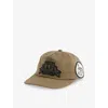 A Bathing Ape Mens Olivedrab Brand-patch Panelled Cotton Cap In Brown