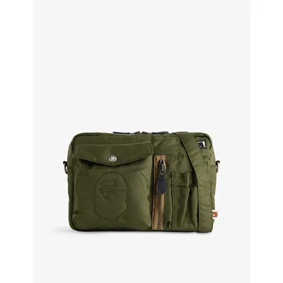 A Bathing Ape Mens Olivedrab Padded Woven Shoulder Bag In Green