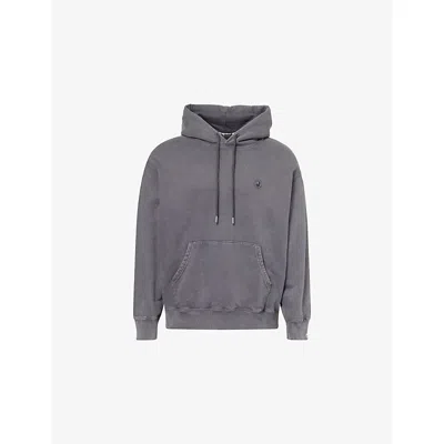 A Bathing Ape Mens Charcoal One Point Logo-patch Cotton Hoody Xl In Gray