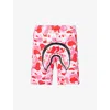 A Bathing Ape Mens Pink Camo Camo Shark Printed Cotton Sweat Shorts In Multi