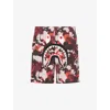 A Bathing Ape Mens Red Shark-graphic Camo Cotton-jersey Sweat Shorts