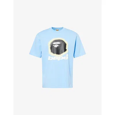 A Bathing Ape Mens Sax Spray Ape Graphic-print Cotton T-shirt Xxl In Nude
