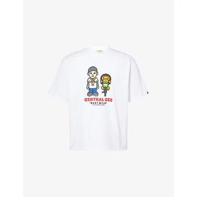 A Bathing Ape Mens White Bape X Spotify X Syna Baby Milo Relaxed-fit Cotton-jersey T-shirt