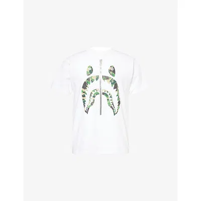 A Bathing Ape Mens  Camo-shark Crewneck Cotton-jersey T-shirt