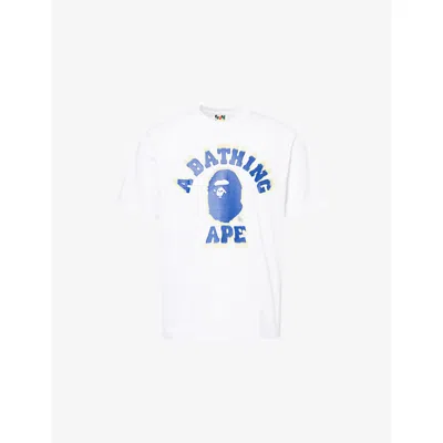 A Bathing Ape Mens White Spray Graphic-print Cotton T-shirt