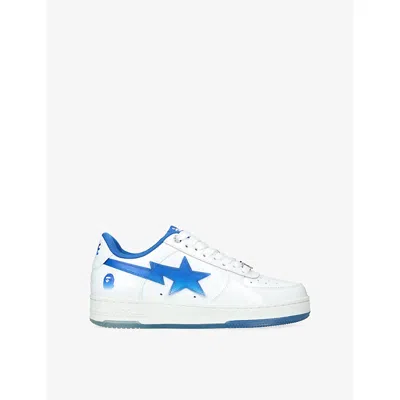A Bathing Ape Low-top Leather Sneakers With Vibrant Accents In White