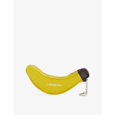 A Bathing Ape Mens Yellow Camo Banana Leather Mini Pouch