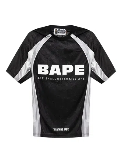 A Bathing Ape Mesh Logo-printed T-shirt In Black
