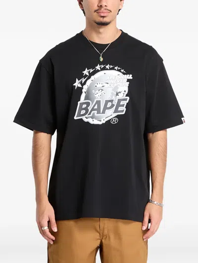 A Bathing Ape Metal Ape Head T-shirt In Black