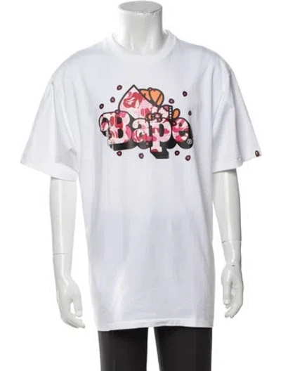 Pre-owned A Bathing Ape Milo On Bape Logo Graphic Print T-shirt In White