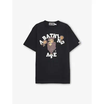 A Bathing Ape Kids' Milo Printed Cotton T-shirt 10-13 Years Black
