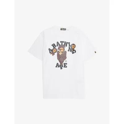 A Bathing Ape Kids' Milo Printed Cotton T-shirt 10-13 Years Whit In White