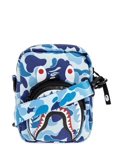 A Bathing Ape Mini Abc Camo Shark Shoulder Bag In White