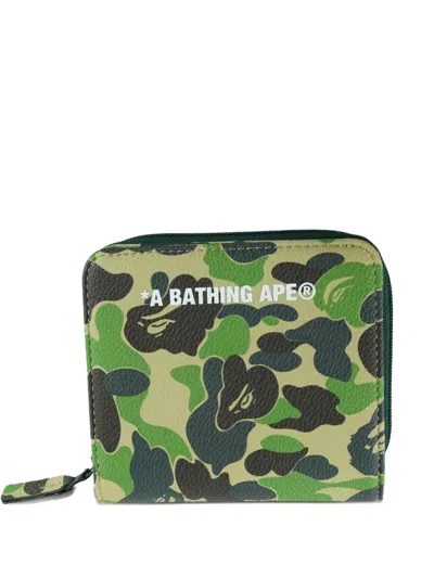 A Bathing Ape Mini Abc Camo Wallet In Green