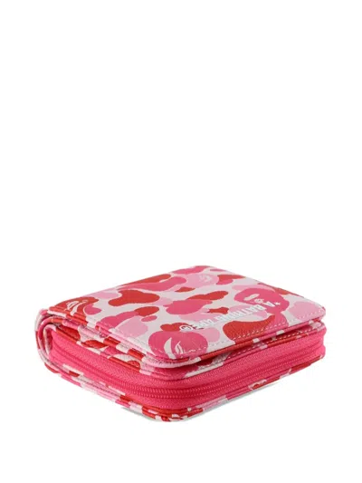 A Bathing Ape Mini Abc Camo Wallet In Pink
