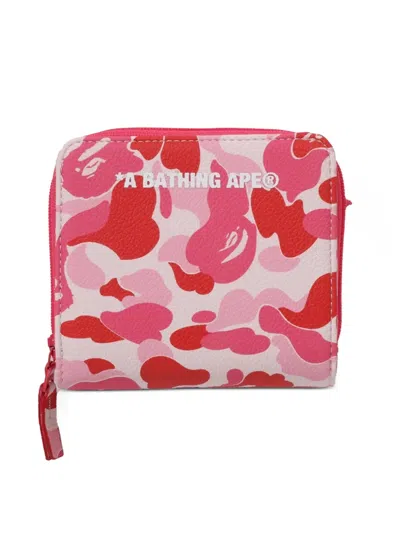 A Bathing Ape Mini Abc Camo Wallet In Pink