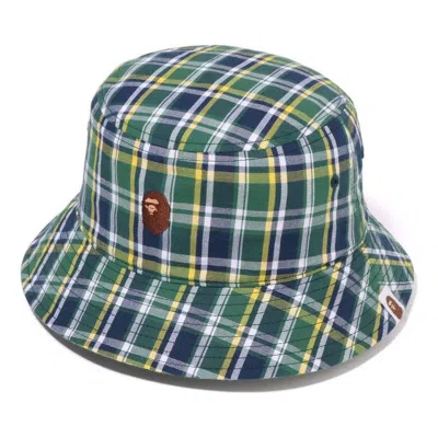 A Bathing Ape Mini Bape Check Bucket Hat 'green'
