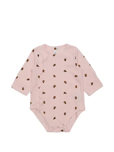 A Bathing Ape Babies' Monkey-print Bodie In Pink