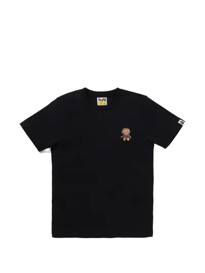 A Bathing Ape T-shirt Mit Affenstickerei In Black