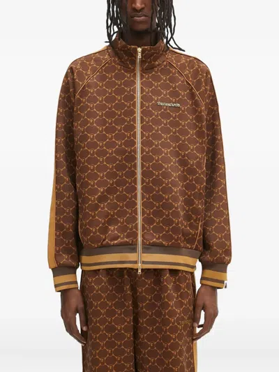 A Bathing Ape Monogram-pattern Zip-up Sweatshirt In Brown
