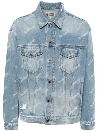 A Bathing Ape Monogram-print Denim Jacket In Blue