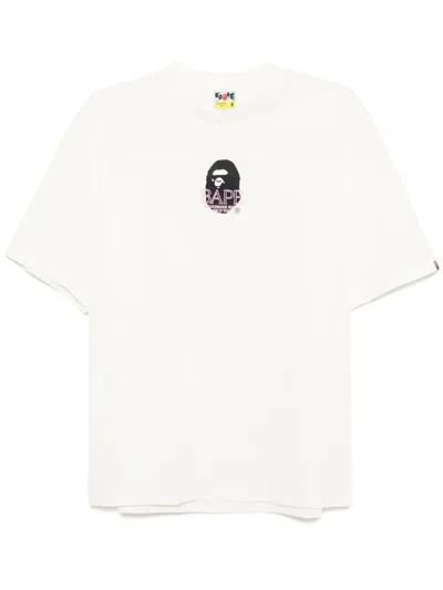 A Bathing Ape Moonface Logo T-shirt In White