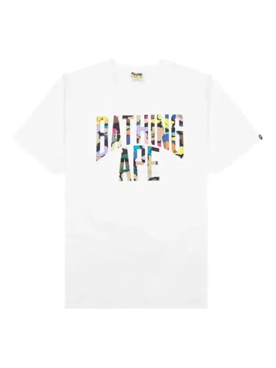 A Bathing Ape Multi Camo Nyc Logo T-shirt In White