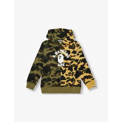 A Bathing Ape Kids' Camouflage Kangaroo-pocket Cotton-jersey Hoody 10-13 Years Multi In Green