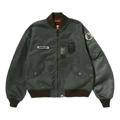 A Bathing Ape Multi Patch Bomber Jacket 'olive Drab' In Green