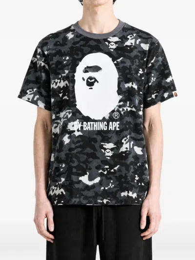 A Bathing Ape Multi Pixel Camouflage-print T-shirt In Black